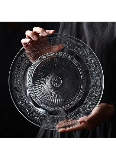 25cm Glass Fruit Plate Durable, Stylish &amp; Multi-Purpose Serving Dish AIZLV-OSP01 - Transparent