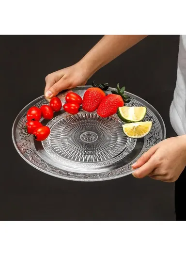 25cm Glass Fruit Plate Durable, Stylish &amp; Multi-Purpose Serving Dish AIZLV-OSP01 - Transparent