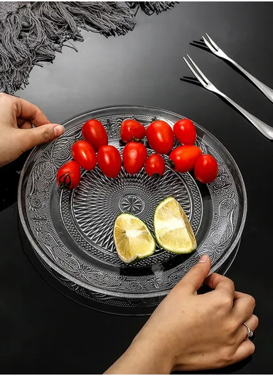 25cm Glass Fruit Plate Durable, Stylish &amp; Multi-Purpose Serving Dish AIZLV-OSP01 - Transparent
