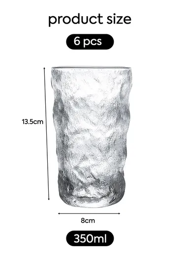 6-Pcs 350ml Coffee Elegant Design Glass Cup Set BC02