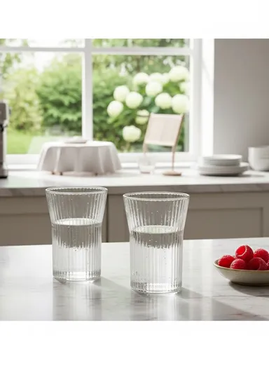 200ml 6Pcs Transparent Glass Cups with Sturdy Base &amp; Smooth Rim for Beverages