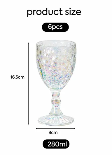 280ml 6Pcs Pearl Dot Design Drinking Glass, Cold-Resistant &amp; Stylish AIZLV128 - Transparent