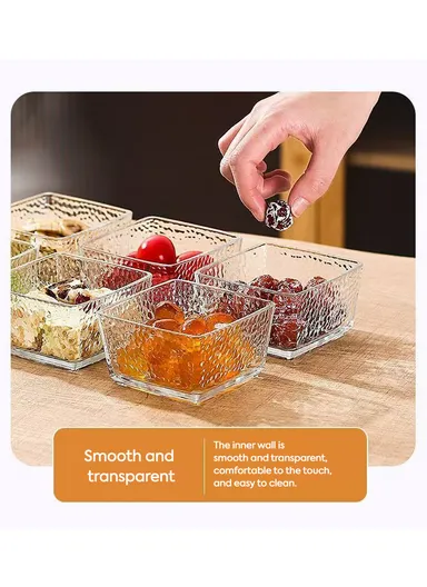 Glass Sugar Bowl Set with Lids, Transparent Storage Jars with Tray for Sugar, Spices &amp; Condiments AIZLV738