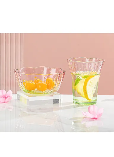 240ml 6pcs Glass Bowl &amp; Cup Set Durable Clear Glass, Modern Design - Multicolor