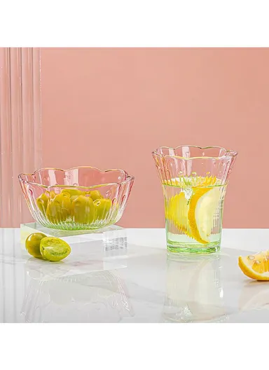 240ml 6pcs Glass Bowl &amp; Cup Set Durable Clear Glass, Modern Design - Multicolor