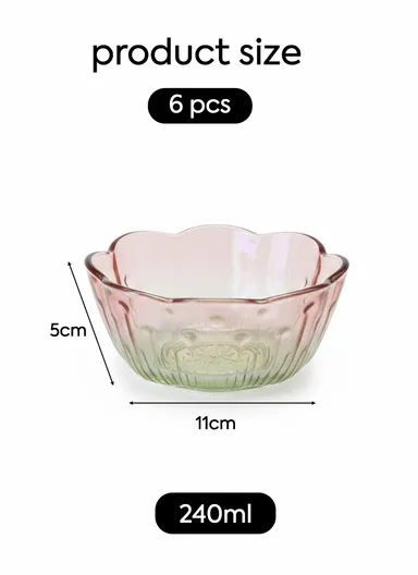 240ml Transparent Glass Bowl – Modern, Lightweight &amp; Spill-Resistant Deep Design (D11 x H5)cm