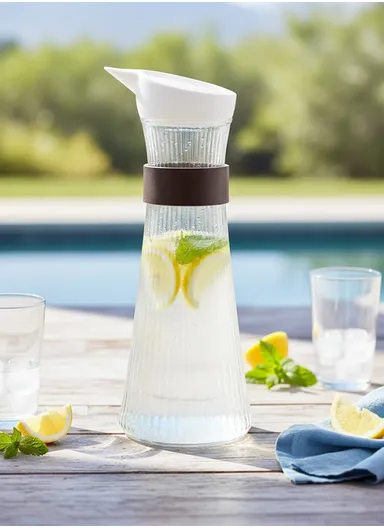 900ml Glass Jug with Spill-Resistant Plastic Lid, Clear Beverage Pitcher for Water, Juice &amp; Cold Drinks