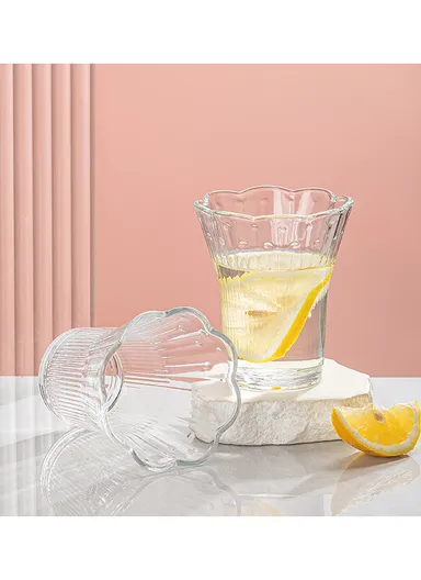 240ml 5 Pcs Luxurious Set Transparent Glass Cup With 1.2L Glass Jug &amp; Plastic Lid