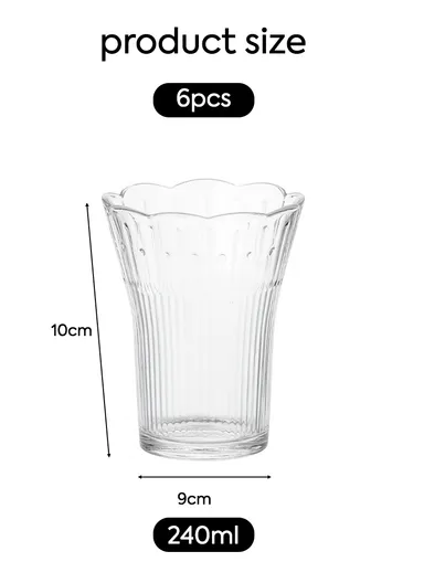 240ml 6 Pcs Glass Drinkware Set, Elegant, Durable &amp; Easy to Clean - Transparent