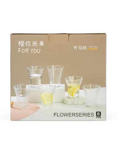 240ml 6 Pcs Glass Drinkware Set, Elegant, Durable &amp; Easy to Clean - Transparent