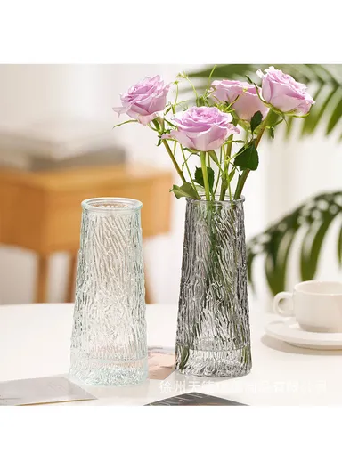 Elegant Glass Vase, Simple, Stable &amp; Stylish Decorative Flower Arrangement Jar - Grey