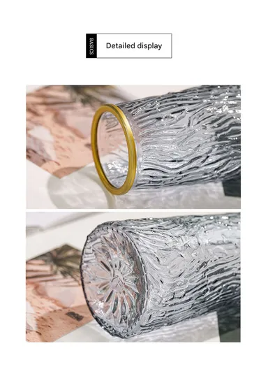 Elegant Glass Vase, Simple, Stable &amp; Stylish Decorative Flower Arrangement Jar - Grey