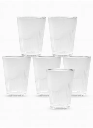 300ml 6Pcs Transparent Round Glass Cups with Sturdy Base &amp; Smooth Rim for Beverages