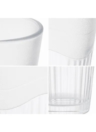 300ml 6Pcs Transparent Round Glass Cups with Sturdy Base &amp; Smooth Rim for Beverages