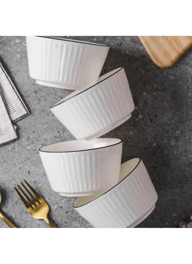 6Pcs Glazed Ceramic Plate &amp; Bowl Set – Scratch-Resistant, Easy-Clean &amp; Stackable Design