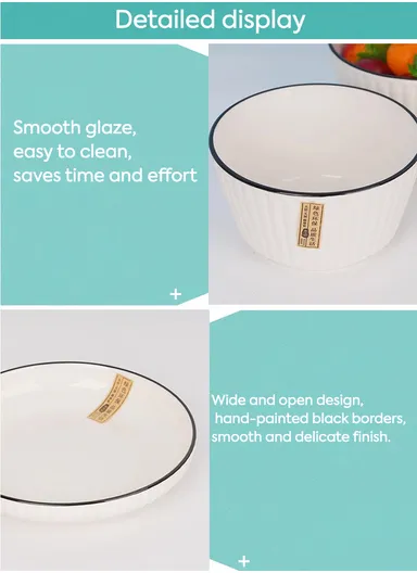 6Pcs Glazed Ceramic Plate &amp; Bowl Set – Scratch-Resistant, Easy-Clean &amp; Stackable Design