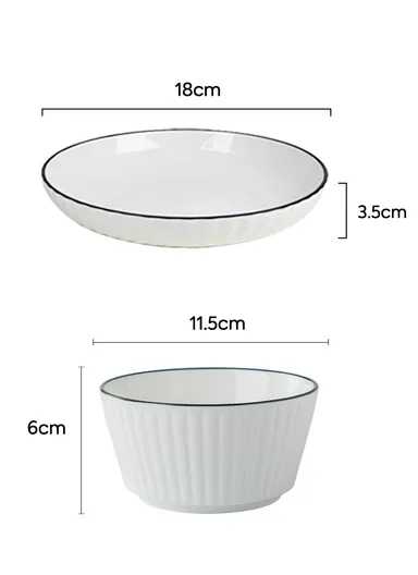 6Pcs Glazed Ceramic Plate &amp; Bowl Set – Scratch-Resistant, Easy-Clean &amp; Stackable Design