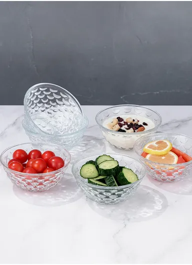 300ml 6Pcs Modern Clear Glass Bowl, Durable, Lightweight Countertop Organizer with Elegant Design