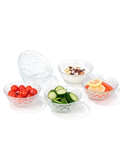 300ml 6Pcs Modern Clear Glass Bowl, Durable, Lightweight Countertop Organizer with Elegant Design