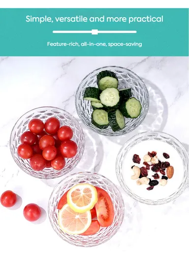 300ml 6Pcs Modern Clear Glass Bowl, Durable, Lightweight Countertop Organizer with Elegant Design