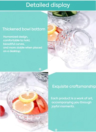 300ml 6Pcs Modern Clear Glass Bowl, Durable, Lightweight Countertop Organizer with Elegant Design