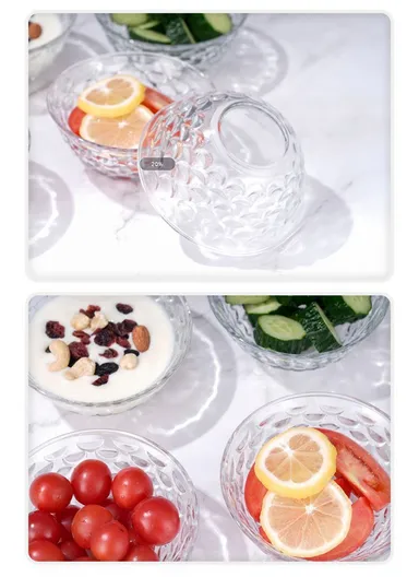 300ml 6Pcs Modern Clear Glass Bowl, Durable, Lightweight Countertop Organizer with Elegant Design