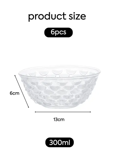 300ml 6Pcs Modern Clear Glass Bowl, Durable, Lightweight Countertop Organizer with Elegant Design