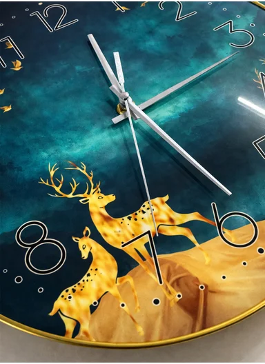 2-Pieces Gold Frame Wall Clock Silent Ticking &amp; Decorative Art Set