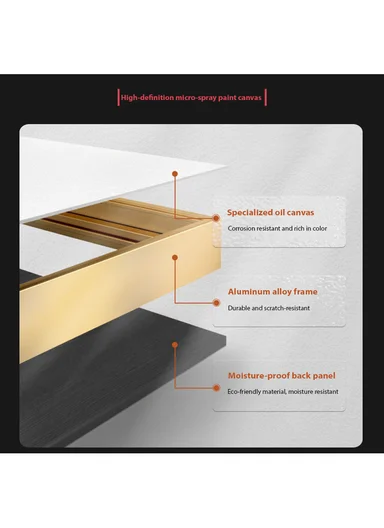 2-Pieces Gold Frame Wall Clock Silent Ticking &amp; Decorative Art Set