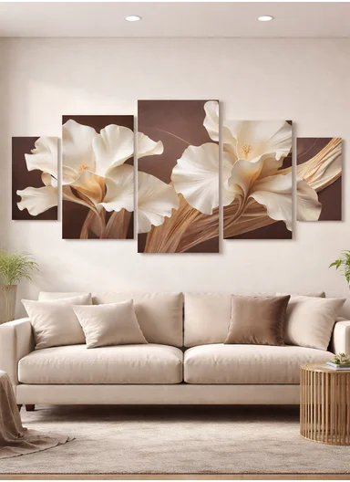 5-Pieces Luxury Floral Wall Art Decorative Set 