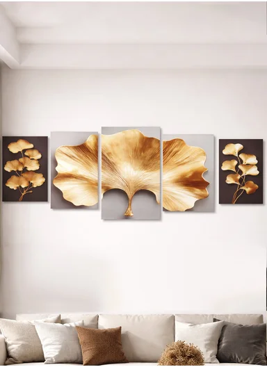 5-Pieces Golden Ginkgo Leaf Wall Decorative Set