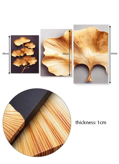5-Pieces Golden Ginkgo Leaf Wall Decorative Set