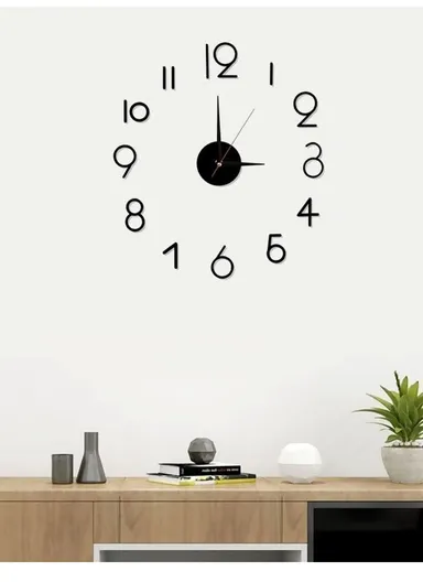 120cm 3D DIY Frameless Wall Clock with Classic Ticking Clock Movement – Black 
