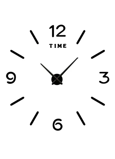 120cm 3D DIY Frameless Wall Clock with Adhesive Acrylic Numbers &amp; Classic Ticking Clock Movement – Black 