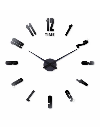 120cm Decorative 3D DIY Wall Clock, Frameless Layout with Classic Timekeeping Movement – Black
