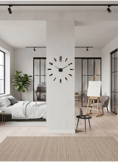 120cm Decorative 3D DIY Wall Clock, Frameless Layout with Classic Timekeeping Movement – Black