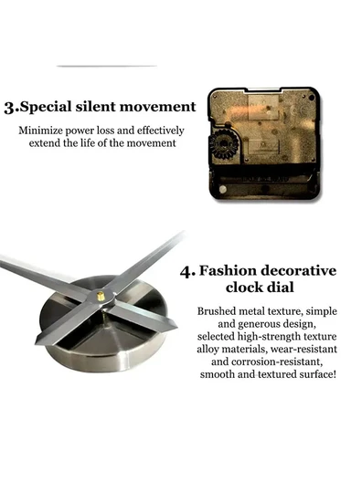120cm Decorative 3D DIY Wall Clock, Frameless Layout with Classic Timekeeping Movement – Black