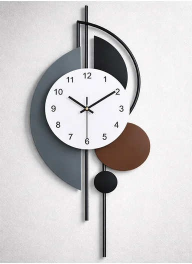 Luxury Geometric Pendulum Wall Clock With Silent Quartz Movement (W28 x H70)cm BF1065 - Multicolor