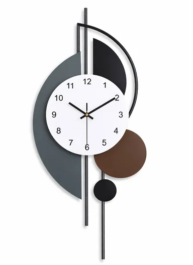Luxury Geometric Pendulum Wall Clock With Silent Quartz Movement (W28 x H70)cm BF1065 - Multicolor