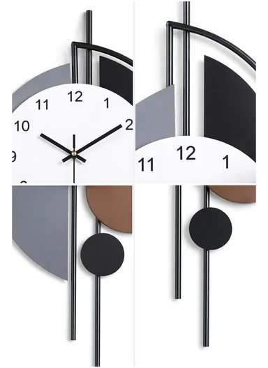 Luxury Geometric Pendulum Wall Clock With Silent Quartz Movement (W28 x H70)cm BF1065 - Multicolor