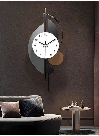 Luxury Geometric Pendulum Wall Clock With Silent Quartz Movement (W28 x H70)cm BF1065 - Multicolor