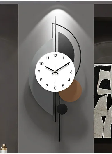 Luxury Geometric Pendulum Wall Clock With Silent Quartz Movement (W28 x H70)cm BF1065 - Multicolor