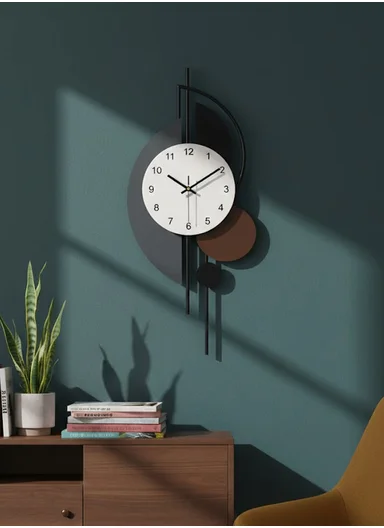 Luxury Geometric Pendulum Wall Clock With Silent Quartz Movement (W28 x H70)cm BF1065 - Multicolor