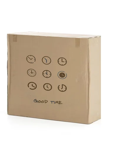 Modern Geometric Pendulum Wall Clock With Silent Quartz Movement (W35 x H72)cm BF1067 - Navy &amp; Beige