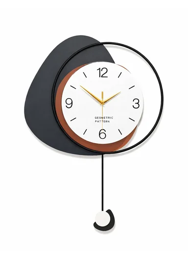 Modern Geometric Pendulum Wall Clock with Silent Quartz Movement (W40 × H60)cm BF535 - Black