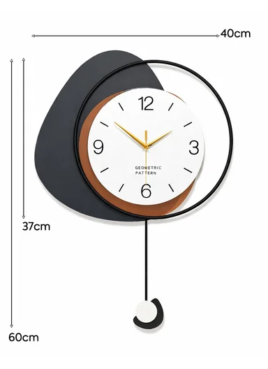 Modern Geometric Pendulum Wall Clock with Silent Quartz Movement (W40 × H60)cm BF535 - Black