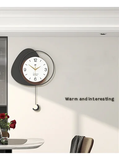 Modern Geometric Pendulum Wall Clock with Silent Quartz Movement (W40 × H60)cm BF535 - Black