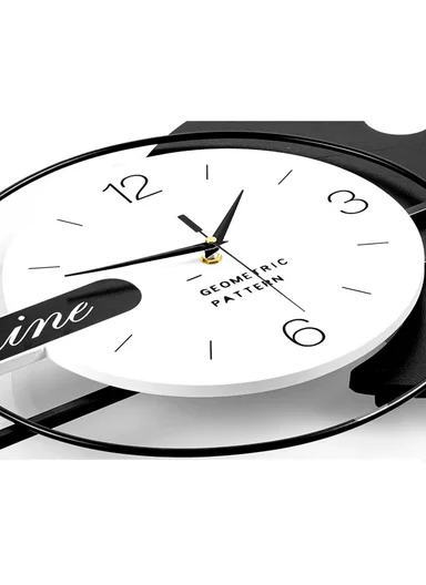 Modern Deer &amp; Moon Design Wall Clock With Silent Quartz Movement (W80 x H38)cm BF538 - Black