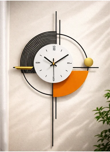 Luxury Circle Pendulum Wall Clock With Silent Quartz Movement (W45 x H79)cm BF517 - Multicolor