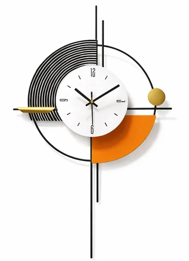 Luxury Circle Pendulum Wall Clock With Silent Quartz Movement (W45 x H79)cm BF517 - Multicolor